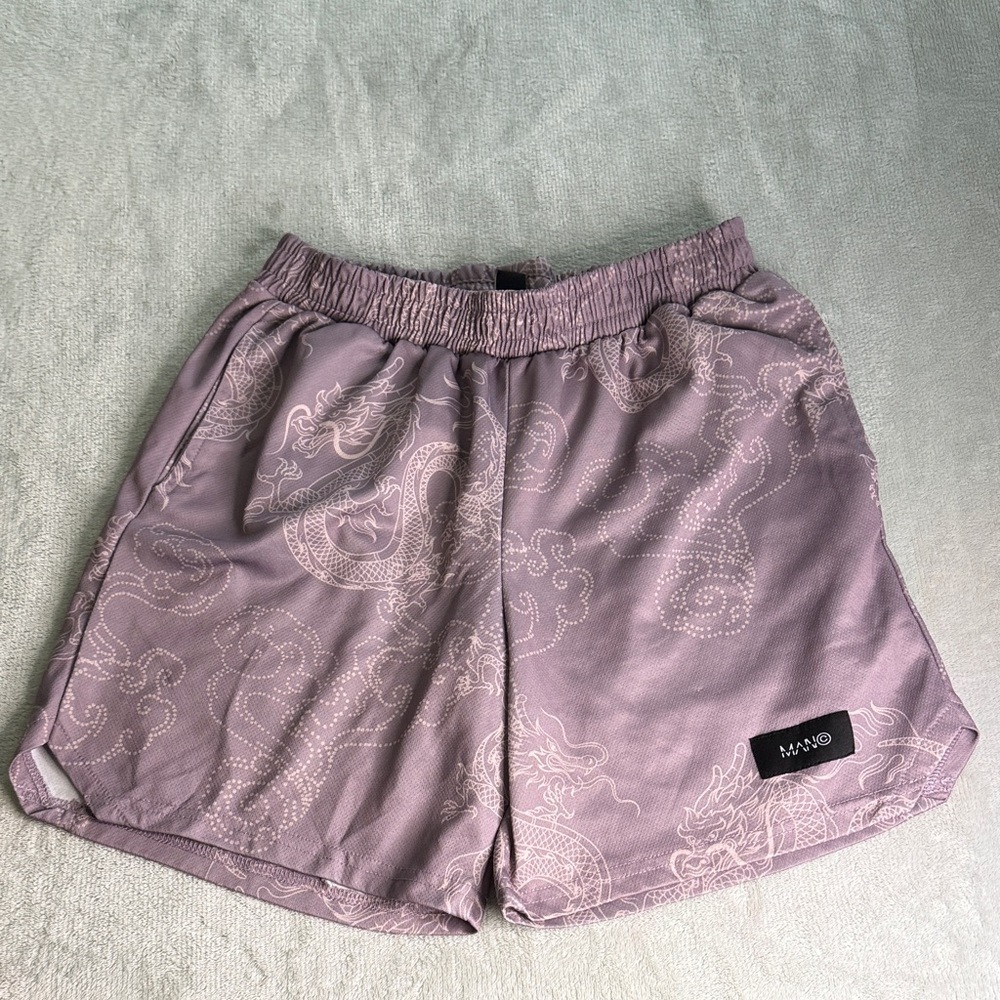 Boohoo Man Mauve Dragon Print Men's Swim Shorts